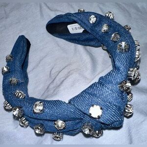 NWT Denim Blue Headband with Crystal Accents